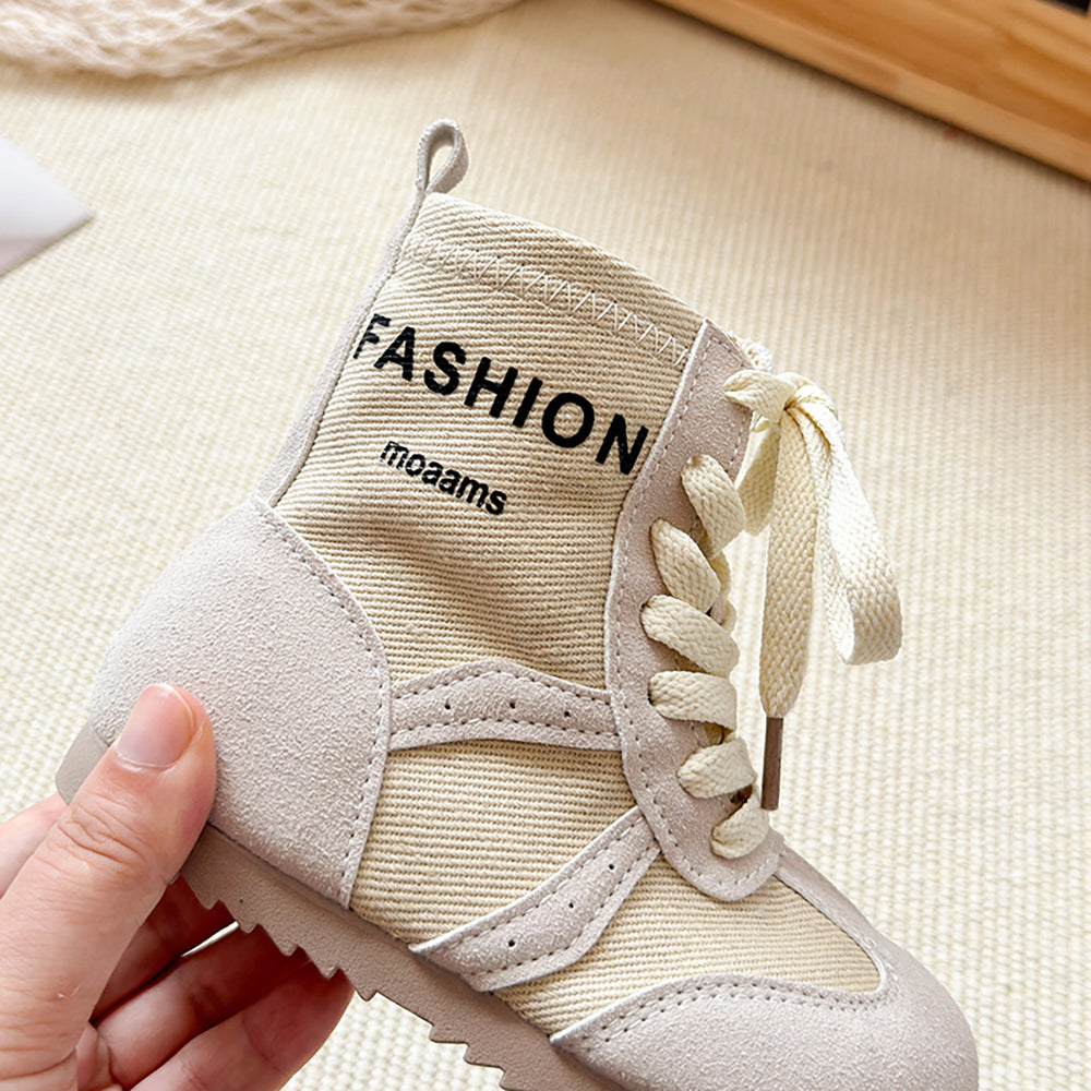 PU Leather Canvas Boots For Boys Girls Fashion Footwear, Autumn Fashion Boots For Girls, Trend Teenager Kid Boots