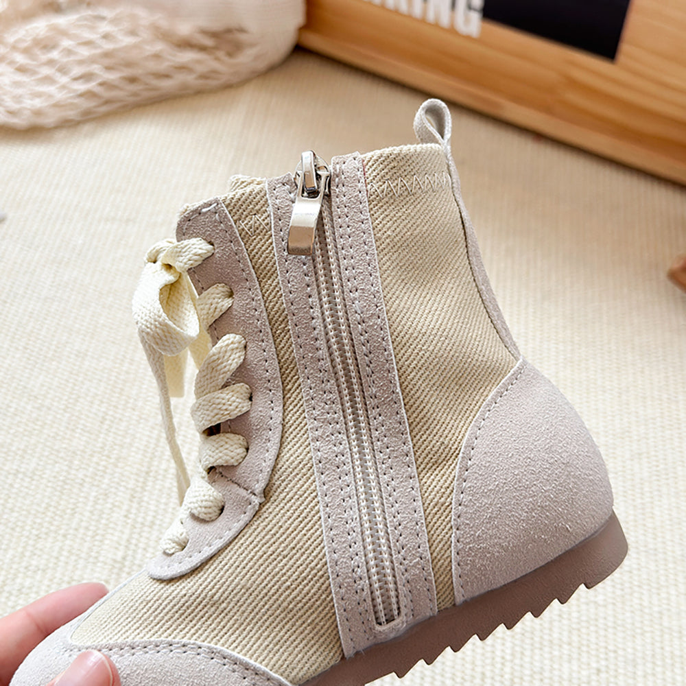 PU Leather Canvas Boots For Boys Girls Fashion Footwear, Autumn Fashion Boots For Girls, Trend Teenager Kid Boots