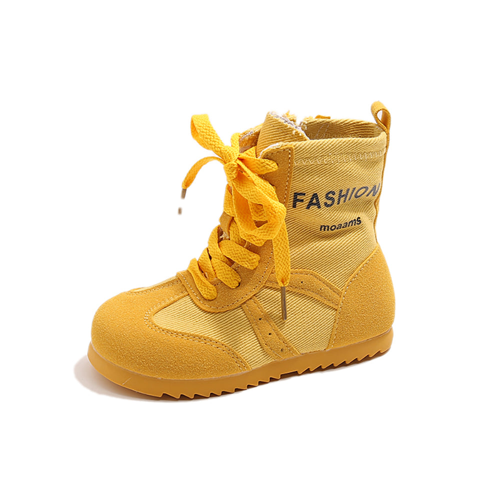 PU Leather Canvas Boots For Boys Girls Fashion Footwear, Autumn Fashion Boots For Girls, Trend Teenager Kid Boots
