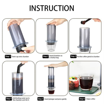 Portable Espresso Coffee Maker  Travel French Press Style With Filter Papers For Rich Smooth Brews 1