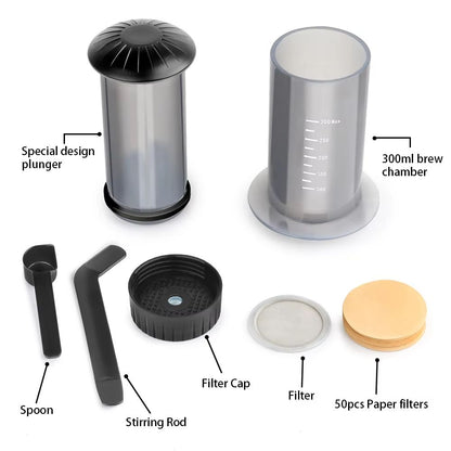 Portable Espresso Coffee Maker  Travel French Press Style With Filter Papers For Rich Smooth Brews 2