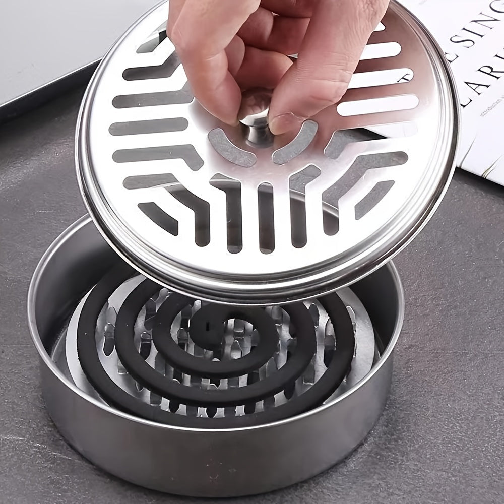 Mosquito Coil Tray Holder with Lid, Durable Outdoor Mosquito Coil Box & Stylish Incense Holder for Home & Bedroom