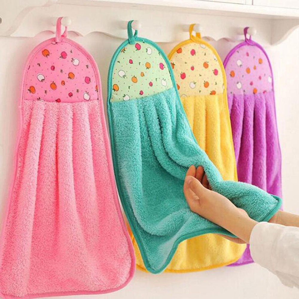 UltraSoft Coral Fleece Fingertip Towels QuickDry Hanging Towel For Wiping Hands Reusable Household  4