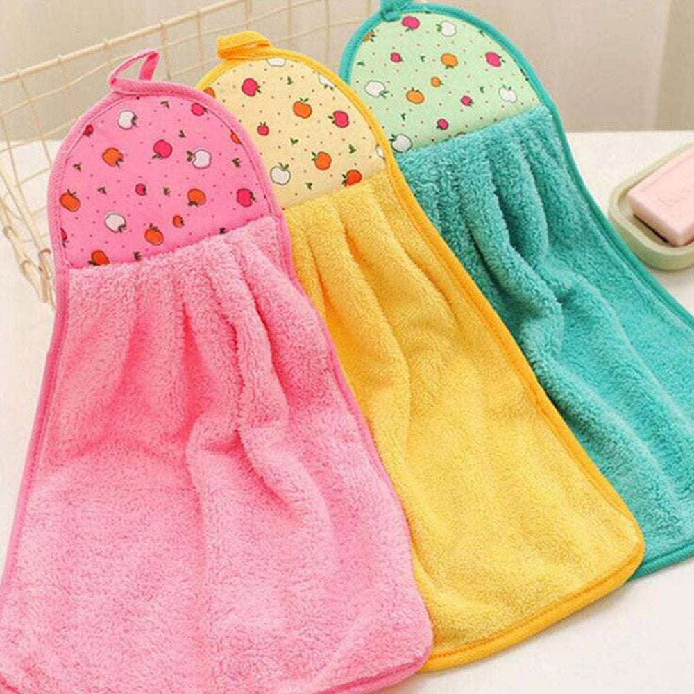 UltraSoft Coral Fleece Fingertip Towels QuickDry Hanging Towel For Wiping Hands Reusable Household  3