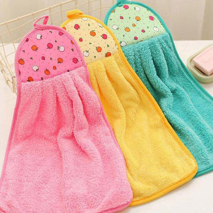 UltraSoft Coral Fleece Fingertip Towels QuickDry Hanging Towel For Wiping Hands Reusable Household  3