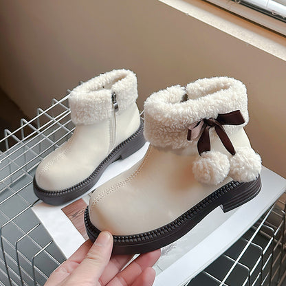 New Fashion Kids Casual Sports Shoes, Cute Girls Boots Winter Cotton, Plush Short Sneaker Boots for Children