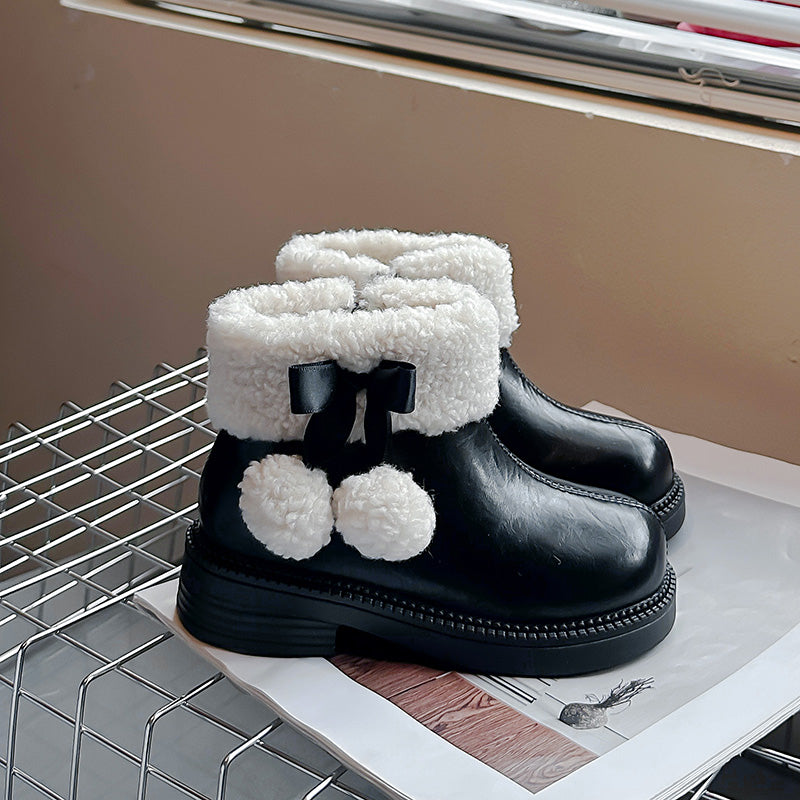 New Fashion Kids Casual Sports Shoes, Cute Girls Boots Winter Cotton, Plush Short Sneaker Boots for Children