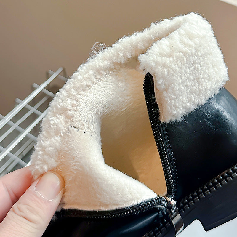 New Fashion Kids Casual Sports Shoes, Cute Girls Boots Winter Cotton, Plush Short Sneaker Boots for Children