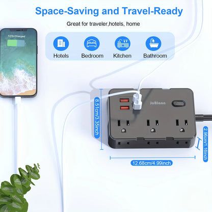 Ultra Thin Flat Plug Power Strip With 6 Outlets And 4 USB Ports 2 USBC  5ft Surge Protector Extensi 1