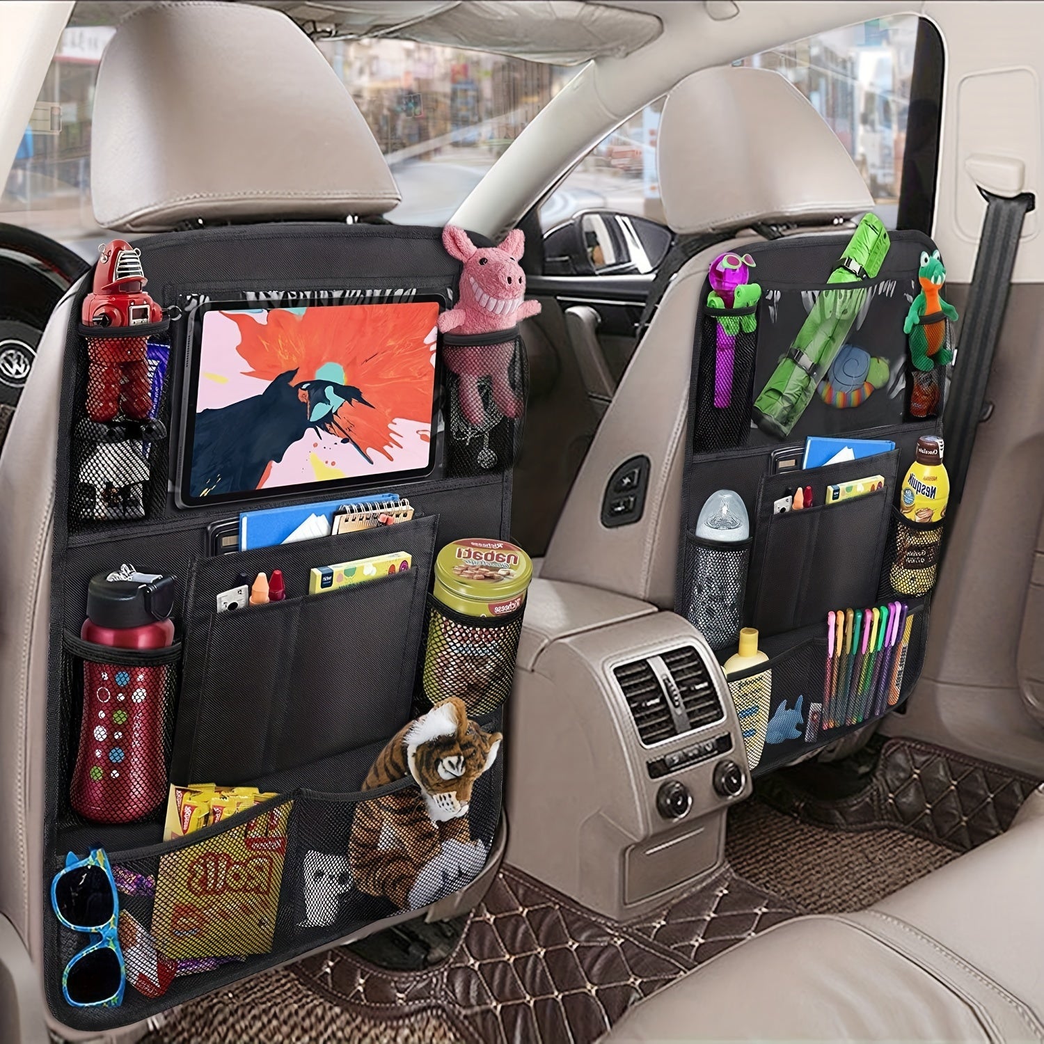 Multifunctional Car Seat Back Pocket Storage Bag Backseat Organizer For Cars SUVs  Trucks With Larg 2
