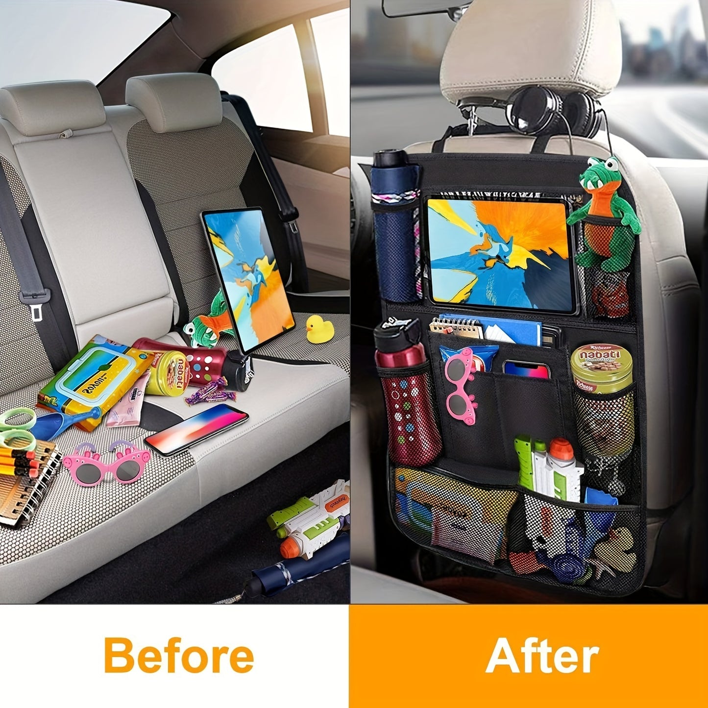 Multifunctional Car Seat Back Pocket Storage Bag Backseat Organizer For Cars SUVs  Trucks With Larg 3