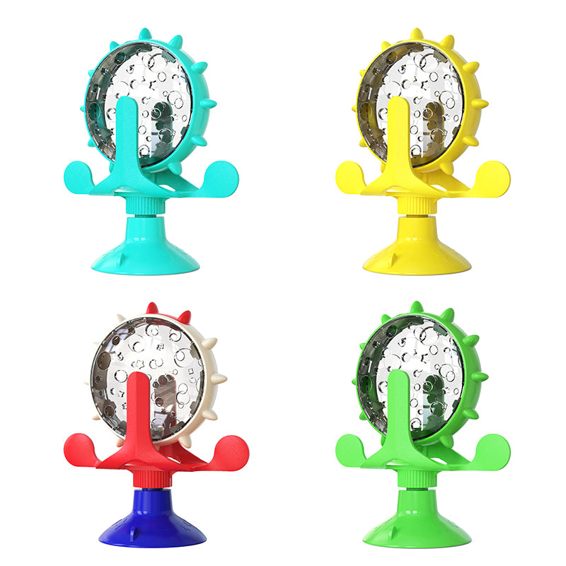 Interactive Treat Dispensing Toy for Cats & Small Dogs, Slow Feeder IQ Puzzle with Rotatable Wheel Mental Stimulation