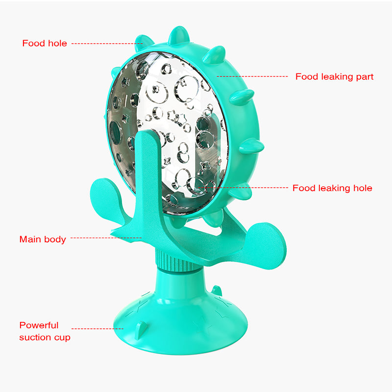 Interactive Treat Dispensing Toy for Cats & Small Dogs, Slow Feeder IQ Puzzle with Rotatable Wheel Mental Stimulation