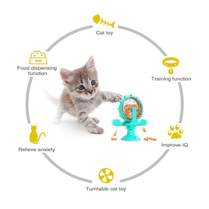 Interactive Treat Dispensing Toy for Cats & Small Dogs, Slow Feeder IQ Puzzle with Rotatable Wheel Mental Stimulation