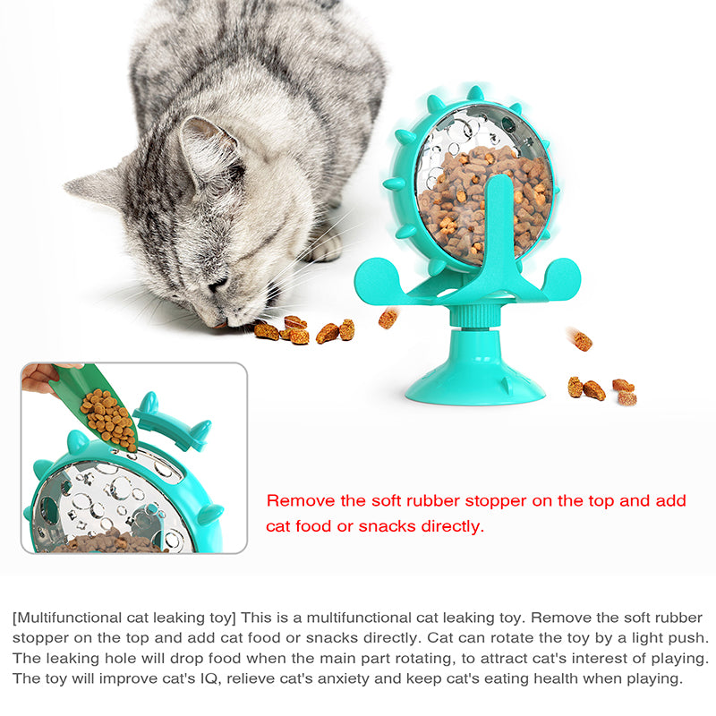 Interactive Treat Dispensing Toy for Cats & Small Dogs, Slow Feeder IQ Puzzle with Rotatable Wheel Mental Stimulation