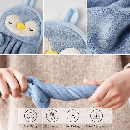 Cute Animal Kids Toddler Hand Towels For Home Bathroom Kitchen With Hanging Loop Soft  Absorbent Ha 3