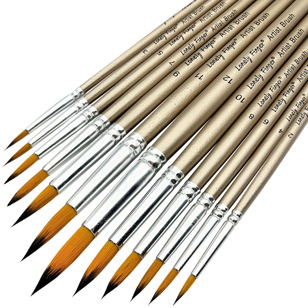 Professional Round Artist Paint Brushes Set, Pointed Tip Nylon Hair, Watercolor Brush For Acrylic Painting