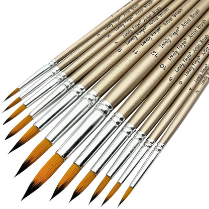 Professional Round Artist Paint Brushes Set, Pointed Tip Nylon Hair, Watercolor Brush For Acrylic Painting