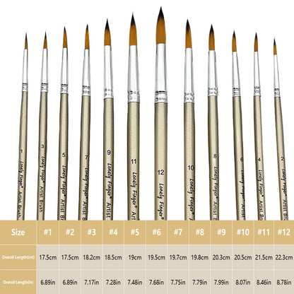Professional Round Artist Paint Brushes Set, Pointed Tip Nylon Hair, Watercolor Brush For Acrylic Painting