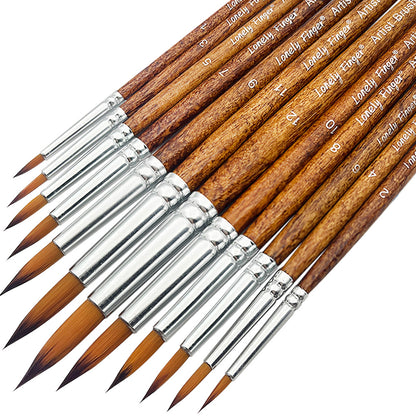 Professional Round Artist Paint Brushes Set, Pointed Tip Nylon Hair, Watercolor Brush For Acrylic Painting