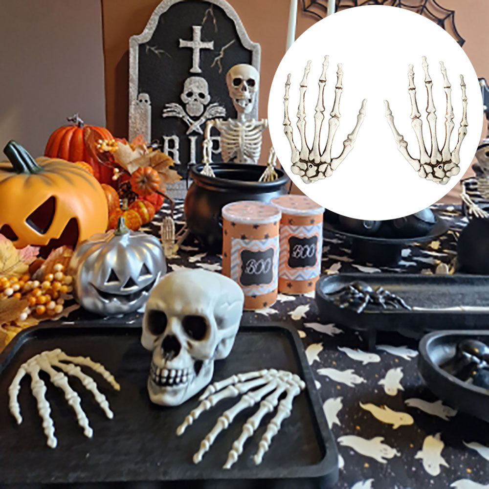 Halloween Skeleton Hands Realistic Plastic Human Hand Bone Haunted House Props Horror Decoration Ac 1
