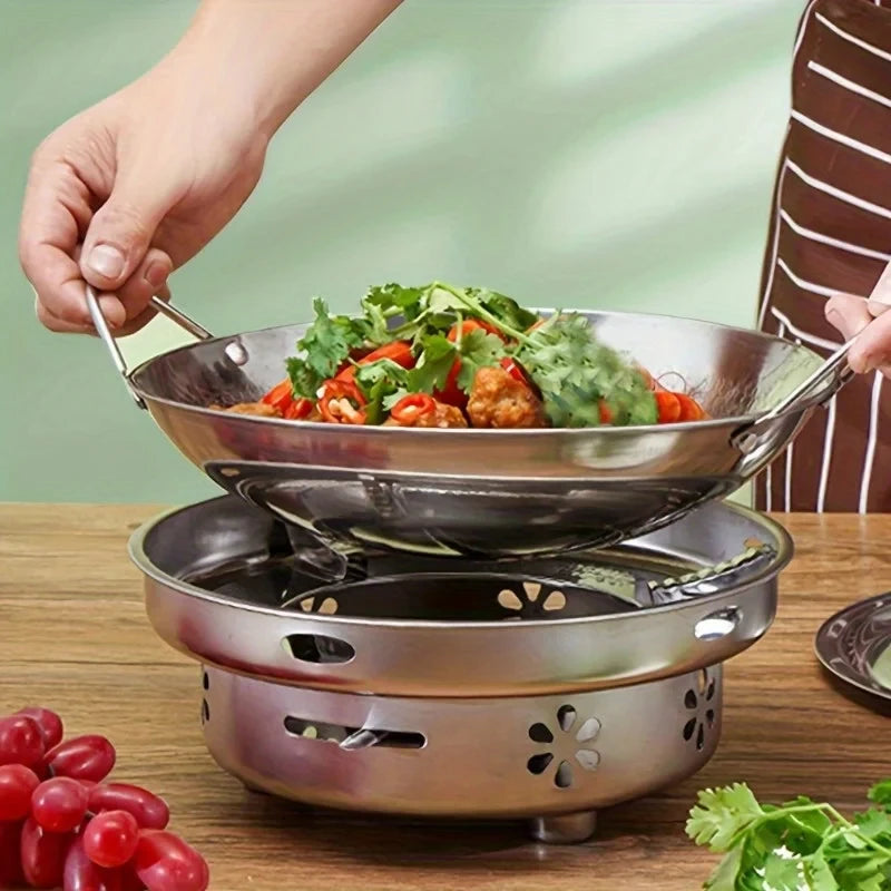 Stainless Steel Honeycomb Skillet Non-Stick, Scratch-Resistant Frying Pan with Handle for Pasta, Steak, Ramen