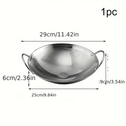Stainless Steel Honeycomb Skillet Non-Stick, Scratch-Resistant Frying Pan with Handle for Pasta, Steak, Ramen