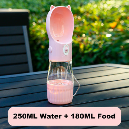 Travel Portable Dog Water Bottle With Food Cup For Pets Outdoor Drinking And Feeding Dispenser 3