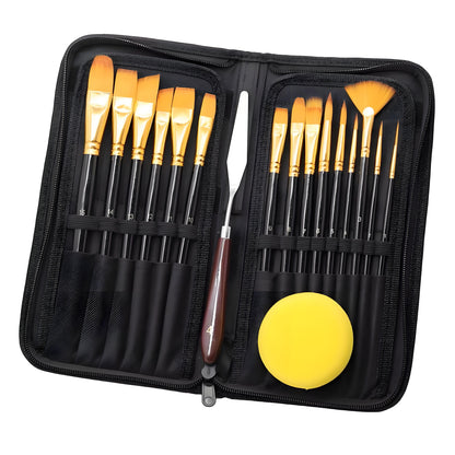 Paint Brushes Set for Watercolor Acrylic Oil, Nylon Hair Wood Handle, Professional Art Supplies for Kids and Adults