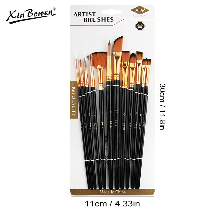 Nylon Bristle Brush Set, Watercolor Brushes, Nylon Flat Brushes for Oil Paint Artists Acrylic Painting Supplies