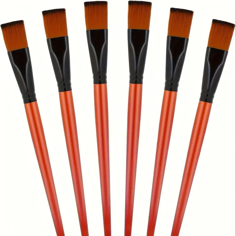 Flat Paint Brushes, Nylon Artist Brushes for Painting, Synthetic Oil Paint Brushes for Art and Crafts
