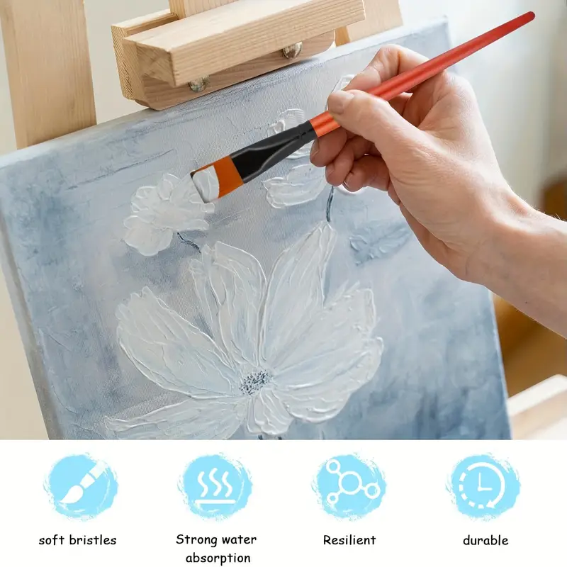 Flat Paint Brushes, Nylon Artist Brushes for Painting, Synthetic Oil Paint Brushes for Art and Crafts