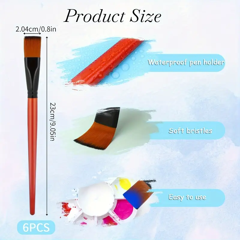 Flat Paint Brushes, Nylon Artist Brushes for Painting, Synthetic Oil Paint Brushes for Art and Crafts