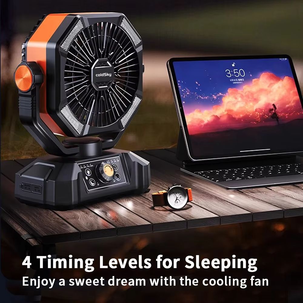 Radiator Camping Fan With 20000mAh Rechargeable Battery 4 LED Lantern 8 Speeds  Portable Outdoor Fa 1