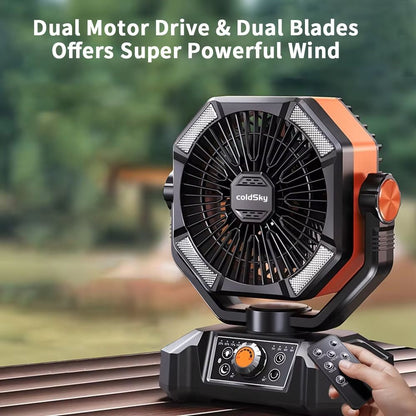 Radiator Camping Fan With 20000mAh Rechargeable Battery 4 LED Lantern 8 Speeds  Portable Outdoor Fa 2