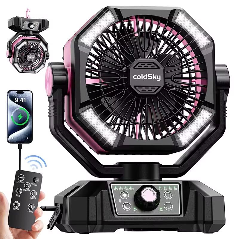Radiator Camping Fan With 20000mAh Rechargeable Battery 4 LED Lantern 8 Speeds  Portable Outdoor Fa 6