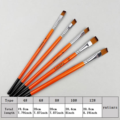 Flat Artist Paint Brush Set 5pcs with Wooden Handles, Premium Synthetic Nylon Bristles for Acrylic, Oil, Watercolor