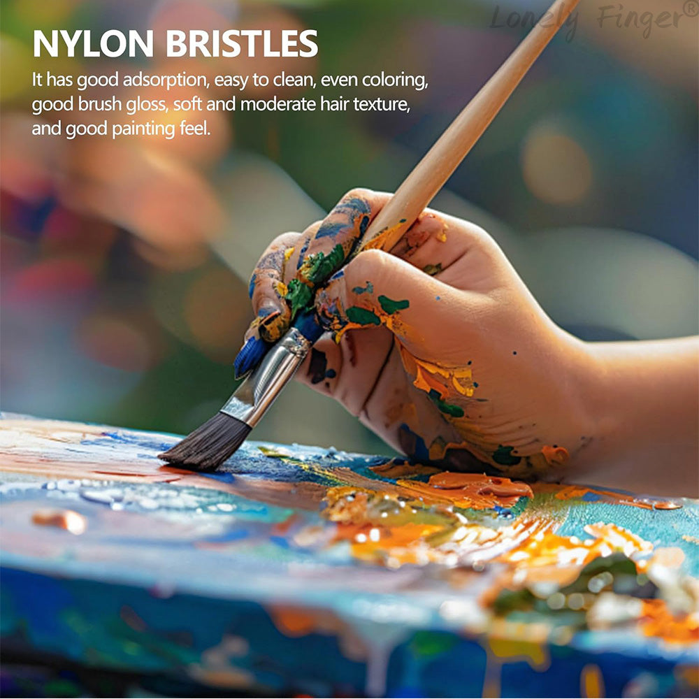 Mix Paint Brush Set Nylon Hair Brushes for Acrylic, Oil, Gouache, Body, Face, Nail Art, Kids and Adults