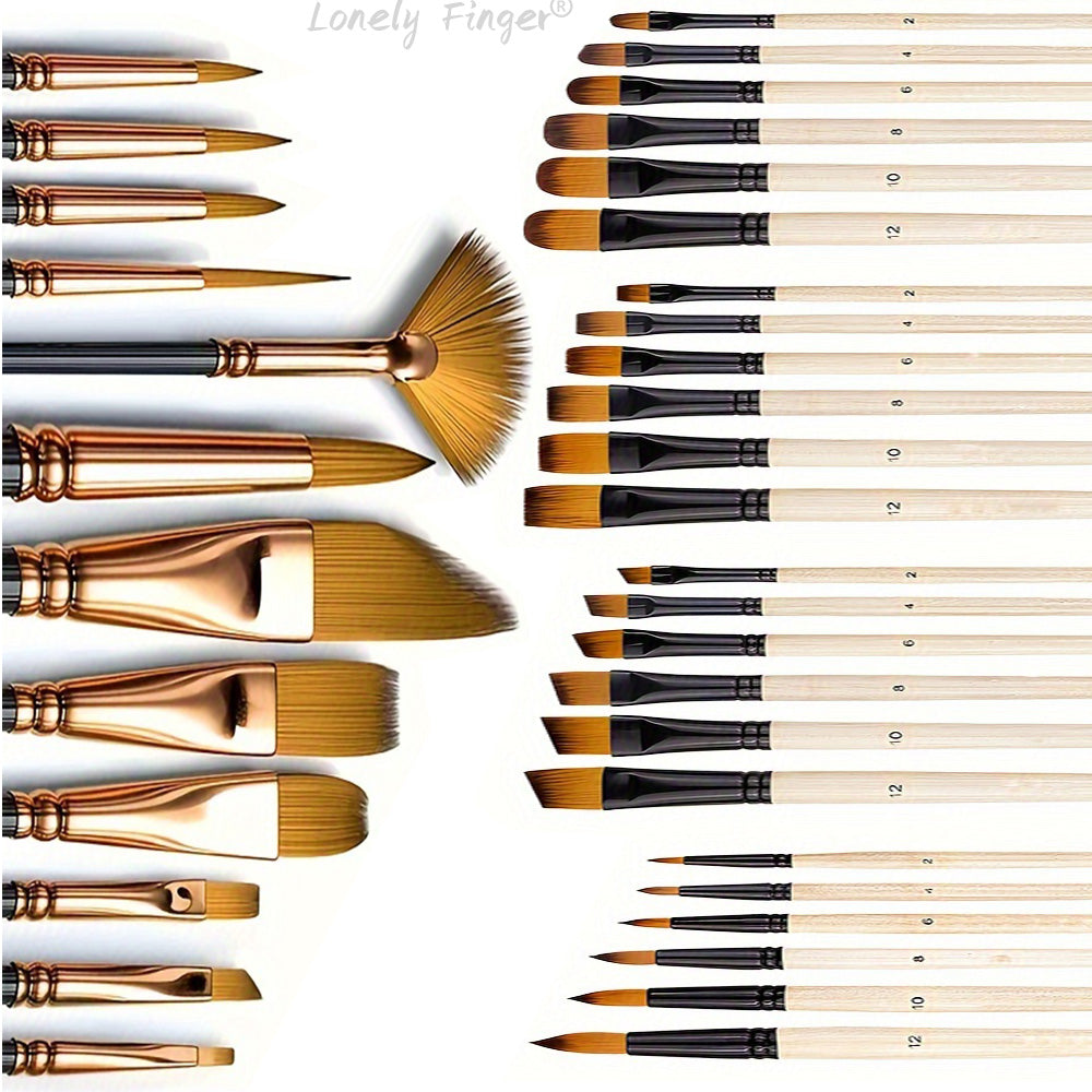 Mix Paint Brush Set Nylon Hair Brushes for Acrylic, Oil, Gouache, Body, Face, Nail Art, Kids and Adults