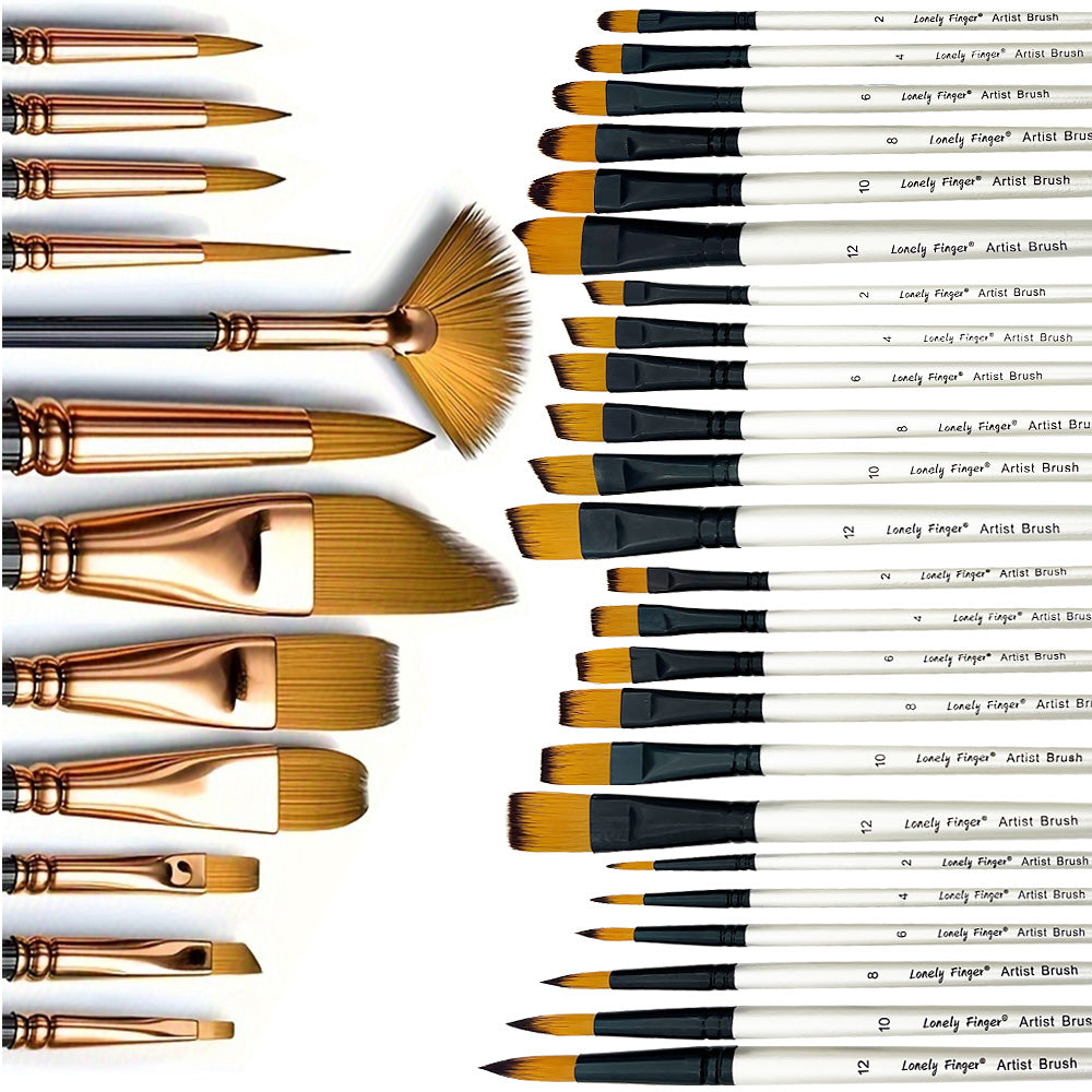 Mix Paint Brush Set Nylon Hair Brushes for Acrylic, Oil, Gouache, Body, Face, Nail Art, Kids and Adults