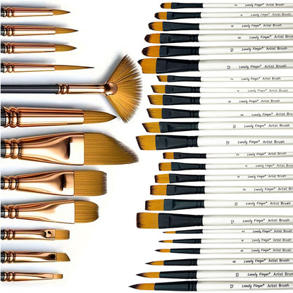 Mix Paint Brush Set Nylon Hair Brushes for Acrylic, Oil, Gouache, Body, Face, Nail Art, Kids and Adults