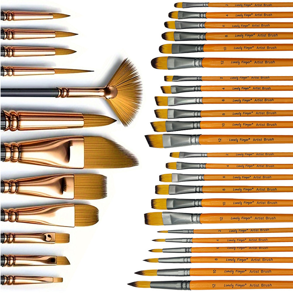 Mix Paint Brush Set Nylon Hair Brushes for Acrylic, Oil, Gouache, Body, Face, Nail Art, Kids and Adults