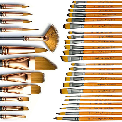 Mix Paint Brush Set Nylon Hair Brushes for Acrylic, Oil, Gouache, Body, Face, Nail Art, Kids and Adults