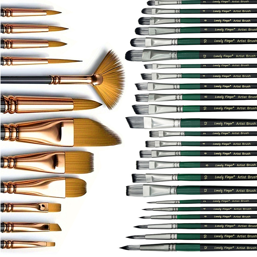 Mix Paint Brush Set Nylon Hair Brushes for Acrylic, Oil, Gouache, Body, Face, Nail Art, Kids and Adults