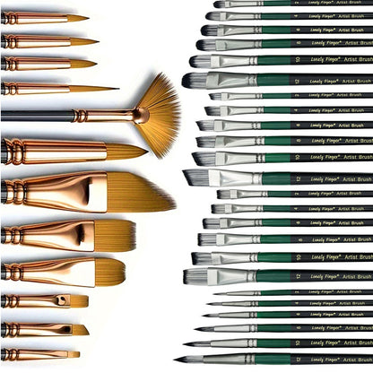 Mix Paint Brush Set Nylon Hair Brushes for Acrylic, Oil, Gouache, Body, Face, Nail Art, Kids and Adults