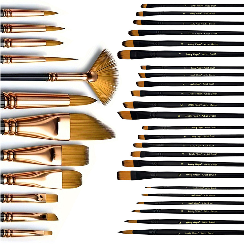 Mix Paint Brush Set Nylon Hair Brushes for Acrylic, Oil, Gouache, Body, Face, Nail Art, Kids and Adults