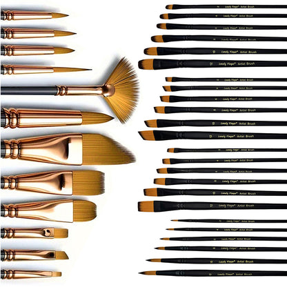 Mix Paint Brush Set Nylon Hair Brushes for Acrylic, Oil, Gouache, Body, Face, Nail Art, Kids and Adults