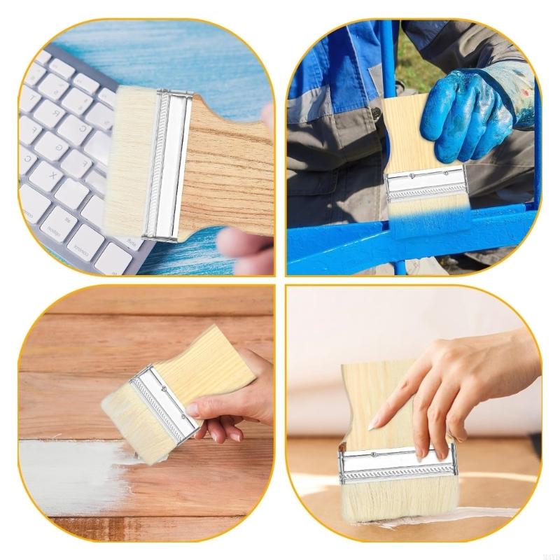 Wool Flat Paddle Paint Brush Set For Oil And Acrylic Paints Square Handle Artist Brushes Profession 4