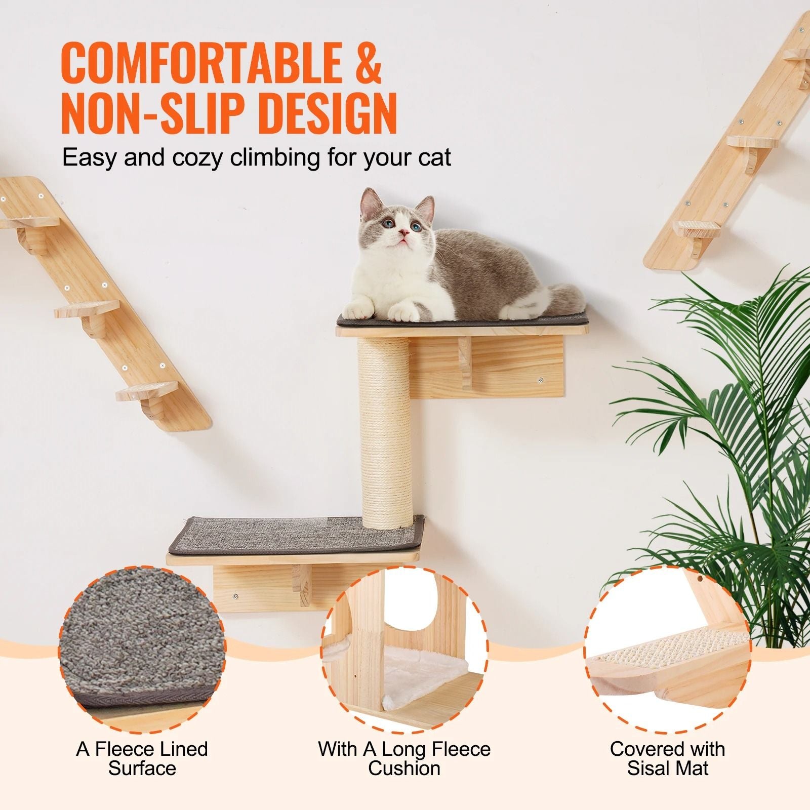 Wall Mounted Cat Play And Relax Set With Multiple Perches Hammock And Jumping Boards 3