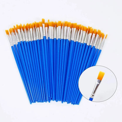 50Pcs Painting Brushes Set Round and Flat Nylon Hair Paint Brush for Watercolor, Oil, Acrylic, Kids Art and Craft